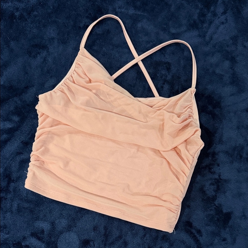 Pink Ruched Cropped Camisole Top